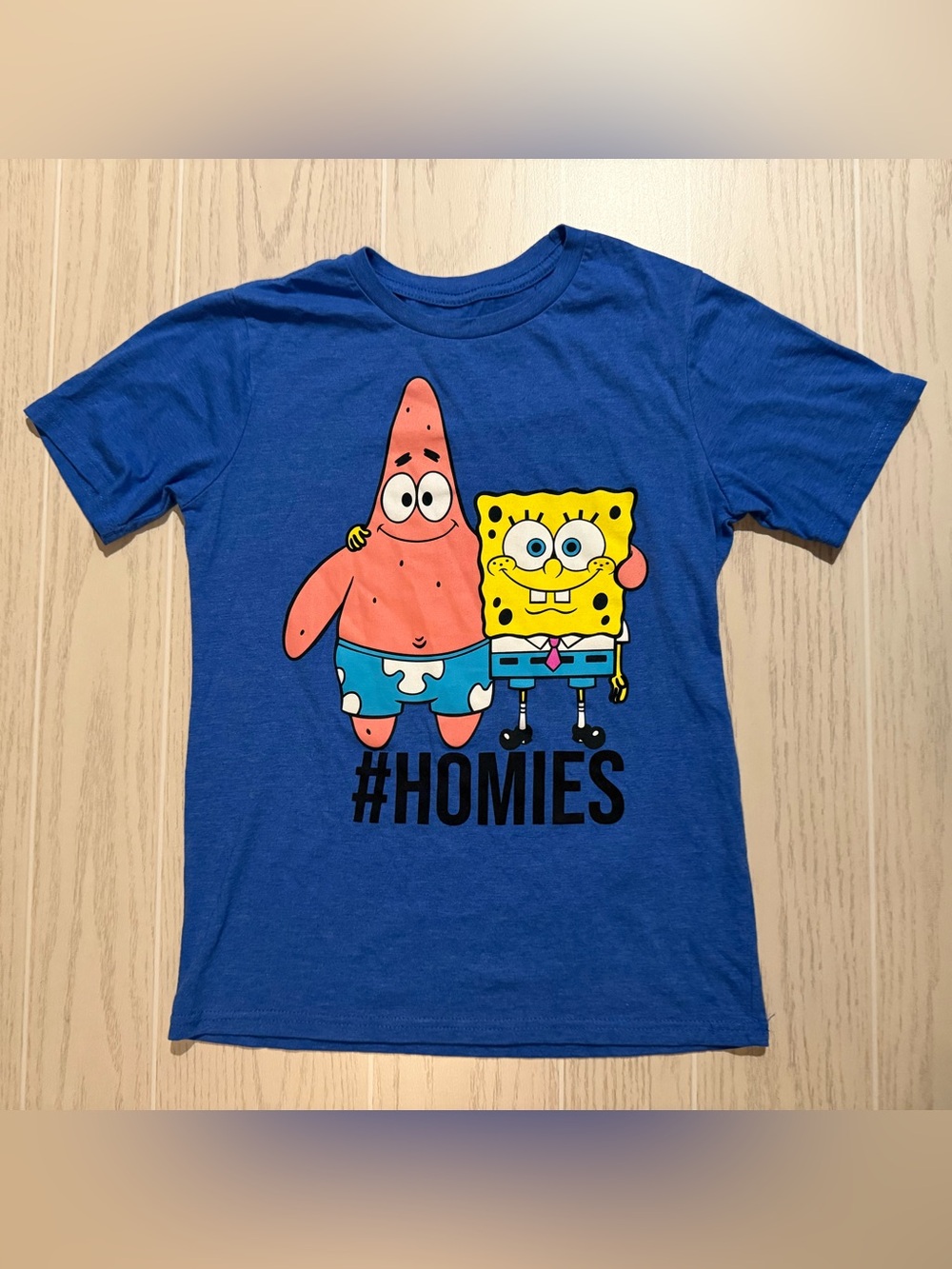 Nickelodeon SpongeBob Patrick Boys Large Blue #Homies Graphic Tee
